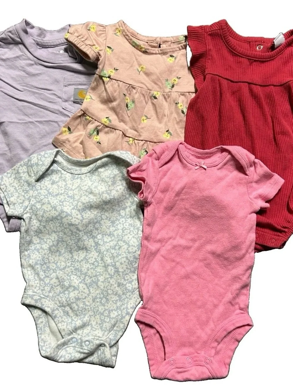 Baby Girl Short Sleeve Bodysuits Size 0-3 Months Carhartt